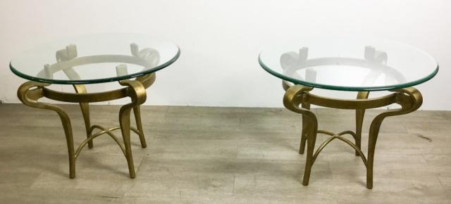 Pair of Glass Top Brass Side Tables (1 of 5)