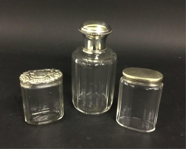 3 Crystal Dresser Bottles With Silver Lids (1 of 15)
