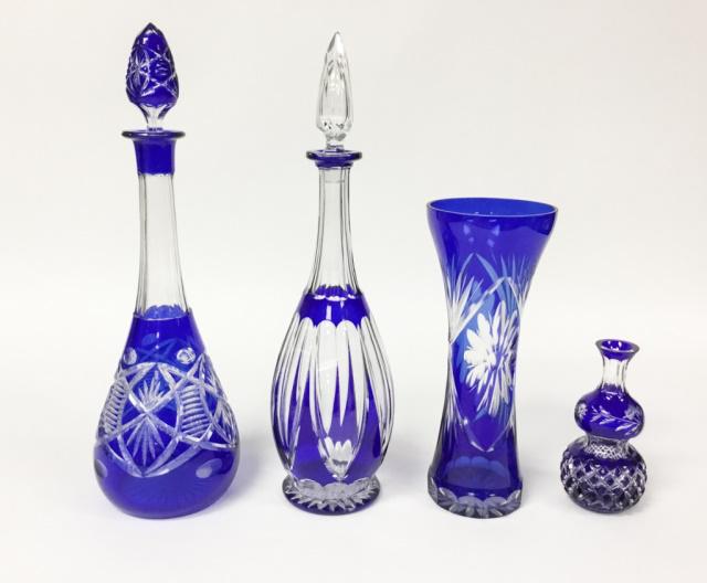4 Pieces Cobalt Cut to Clear Glass (1 of 19)