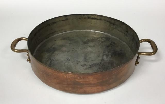 Copper Paella Pot: 16"-diameter without handles (21 1/4"W with handles) x 3 1/2"H