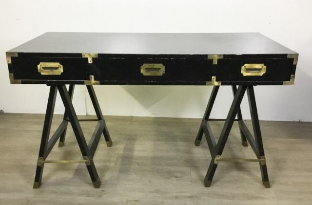 Campaign Style Desk on Sawhorse Legs: 52"L x 24"W x 30"H