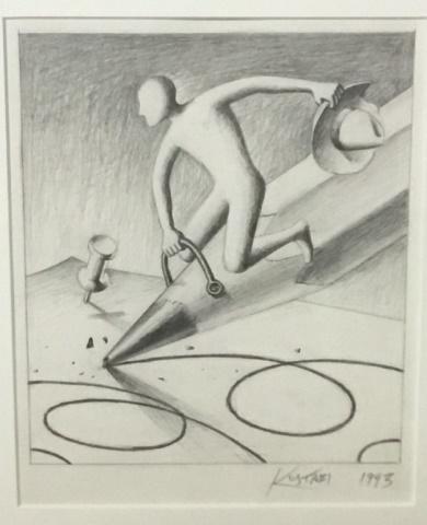 Mark Kostabi Pencil Drawing on Paper (1 of 5)