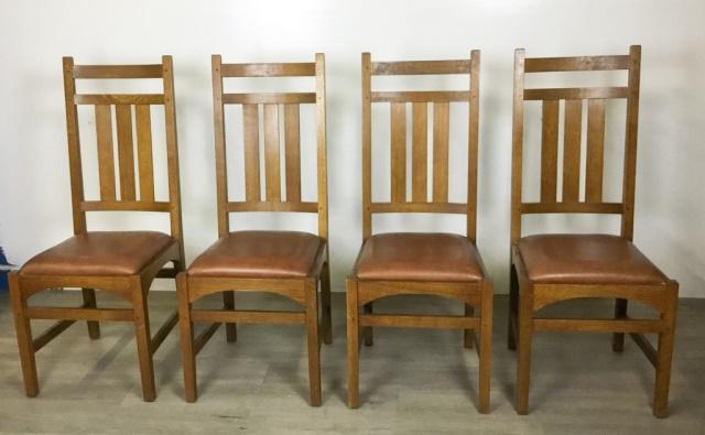 4 Signed Stickley Arts & Crafts Chairs (1 of 8)