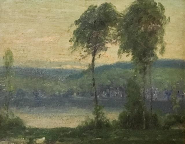 Gustave Wiegand Oil on Board River Landscape (1 of 5)