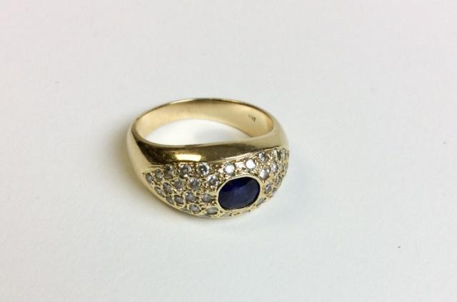 Gold Ring with Blue Center Stone/ Small Diamonds (1 of 6)