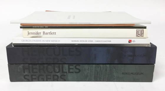 Grouping of Art Books & Exhibition Catalogs: Hercules Segers, 2 volumes, Rijksmuseum; Thomas Ostenberg, A Gallery; Georgia O'Keege in New Mexico; Jennifer Bartlett, Walker Art Center; Donald Ellis Galley; Andrew Jones, Railings & Shadows;