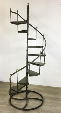 Iron Wood Spiral Staircase Plant Stand