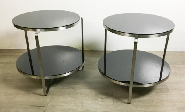 Modern Pair of Chrome 2 Tier Stands (1 of 4)