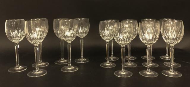 Set of Waterford Glasses - Wynnewood Pattern: Set of (17) Waterford Wynnewood Glasses - (11) White Wine and (6) Water Goblets - Wine Glass 8 1/8" Tall - Water Goblet 8 1/2" Tall