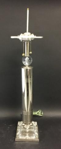 Frederick Cooper Mid-Century Chrome & Acrylic Lamp: 31"H x 6"-square base