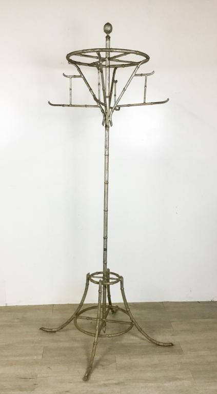 Bamboo Style Metal Coat Rack: With Sid Diamond Display Corp. label. 81 1/2"H