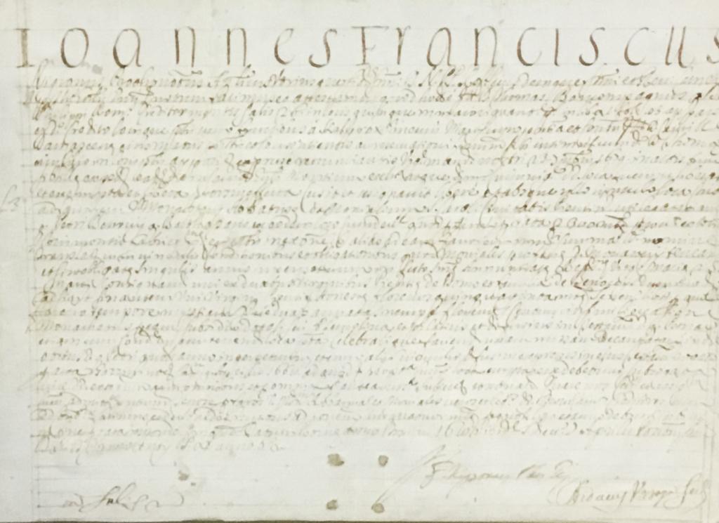 Ioannes Franciscus Handwritten Document (1 of 6)