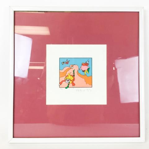 Peter Max Lithograph: Peter Max (German-American, 1937). Lithograph, pencil signed Max and dated 73, lower right & numbered II/L in pencil, lower left, with blindstamp lower left. 7" x 7".