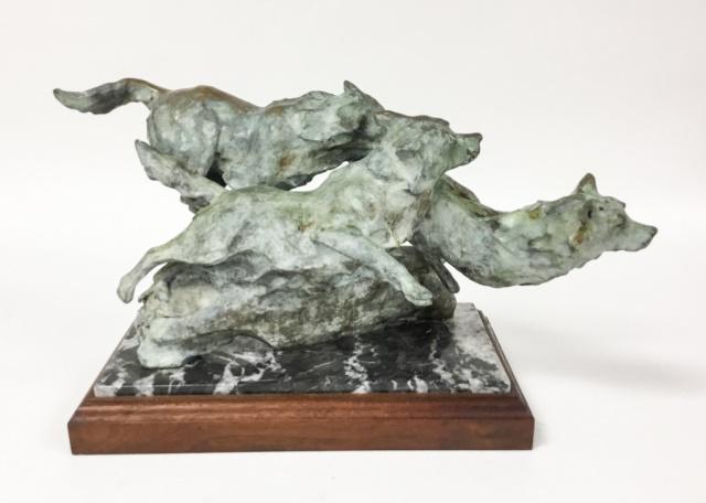 Sherry Sander Bronze Arctic Brothers: Sherry Salari Sander (American, 1941). Signed S Sander and dated 86. Numbered 35/35. On marble and wood base. 12 1/4"H x 21"L x 8 1/2"W including base.