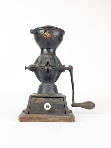 Enterprise No. 1 Coffee Grinder: 12"H x 6 3/4"W. Handle chipped.