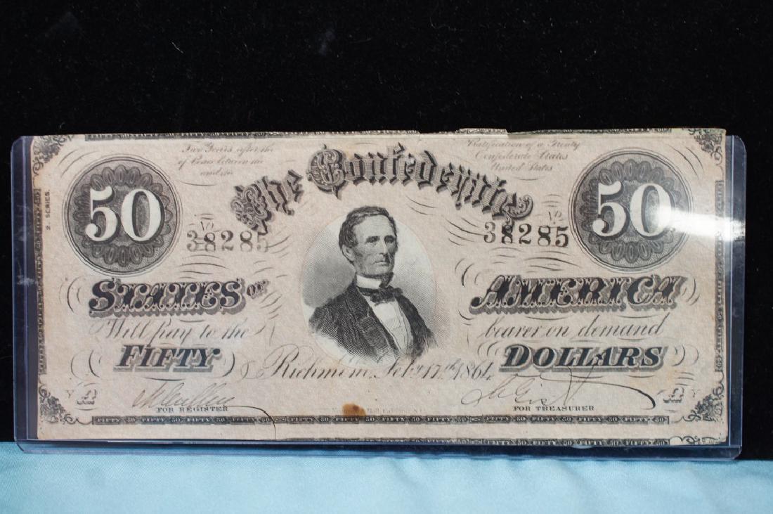 1864 Confederate States currency $50 bill: See photos for details. Shipping available.