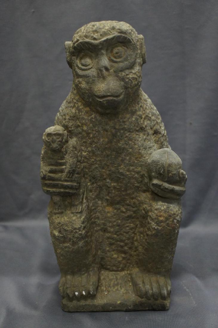 Vintage granite carved monkey statue (1 of 3)