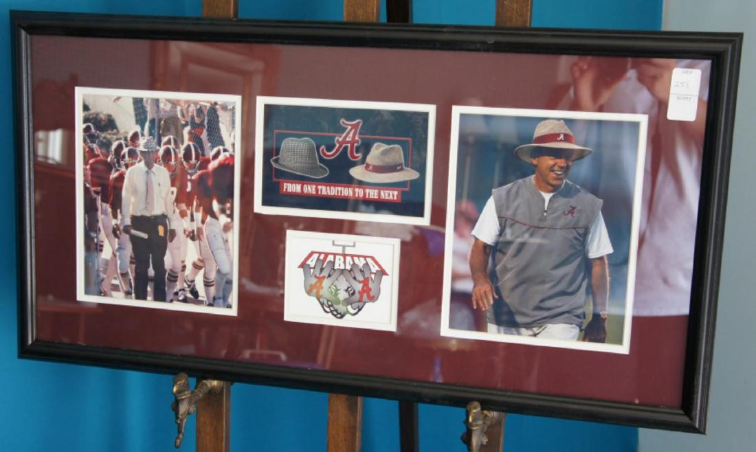 "From One Tradition To The Next" UA collage: It measures 31in X 16in. This piece is in excellent condition and came from a local Alabama art gallery. See photos for details. Shipping available