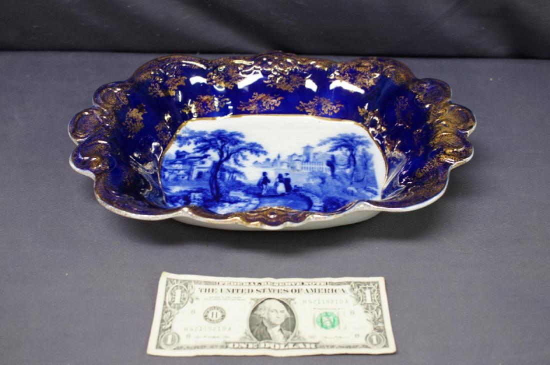 Antique Flow Blue Serving Dish (1 of 5)