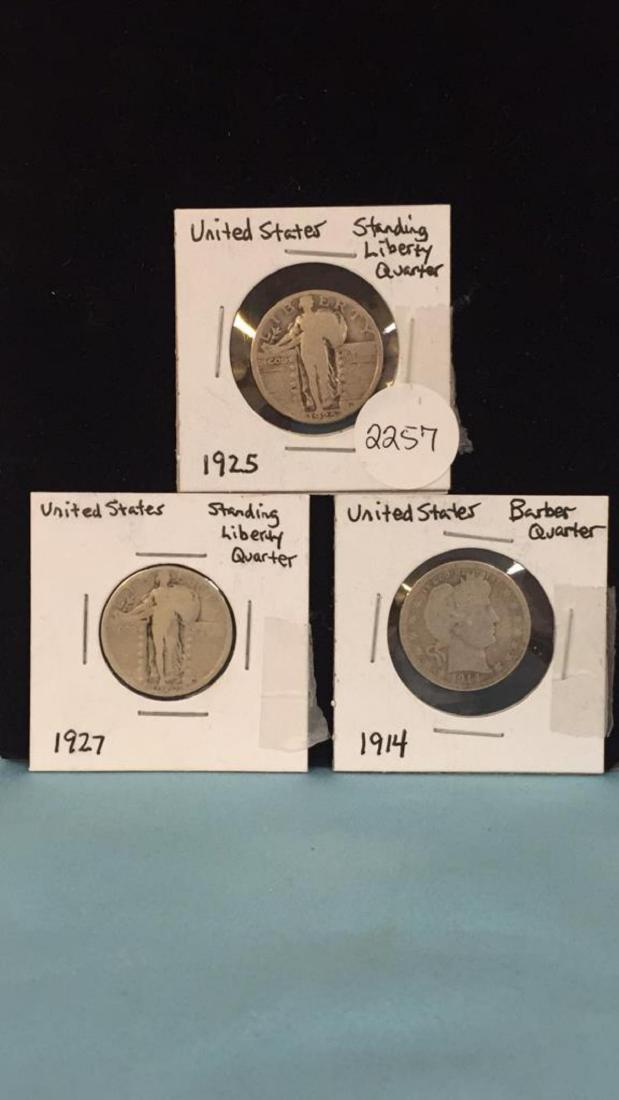 2 Standing Liberty Quarters & 1 Barber Quarter (1 of 2)