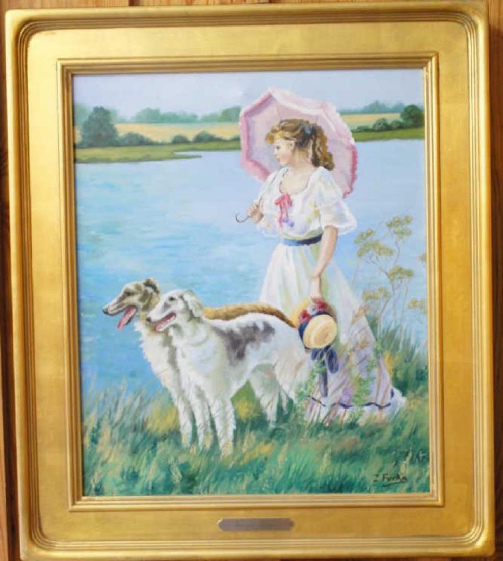 Zuzsa Furka O/C Lady in a Park w/ Saluki Dogs (1 of 9)