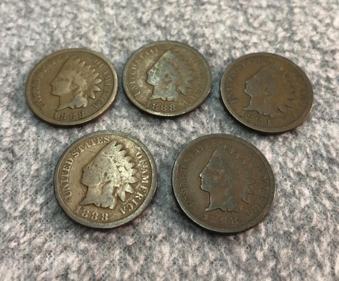 5 Indian Head Pennies (1 of 2)