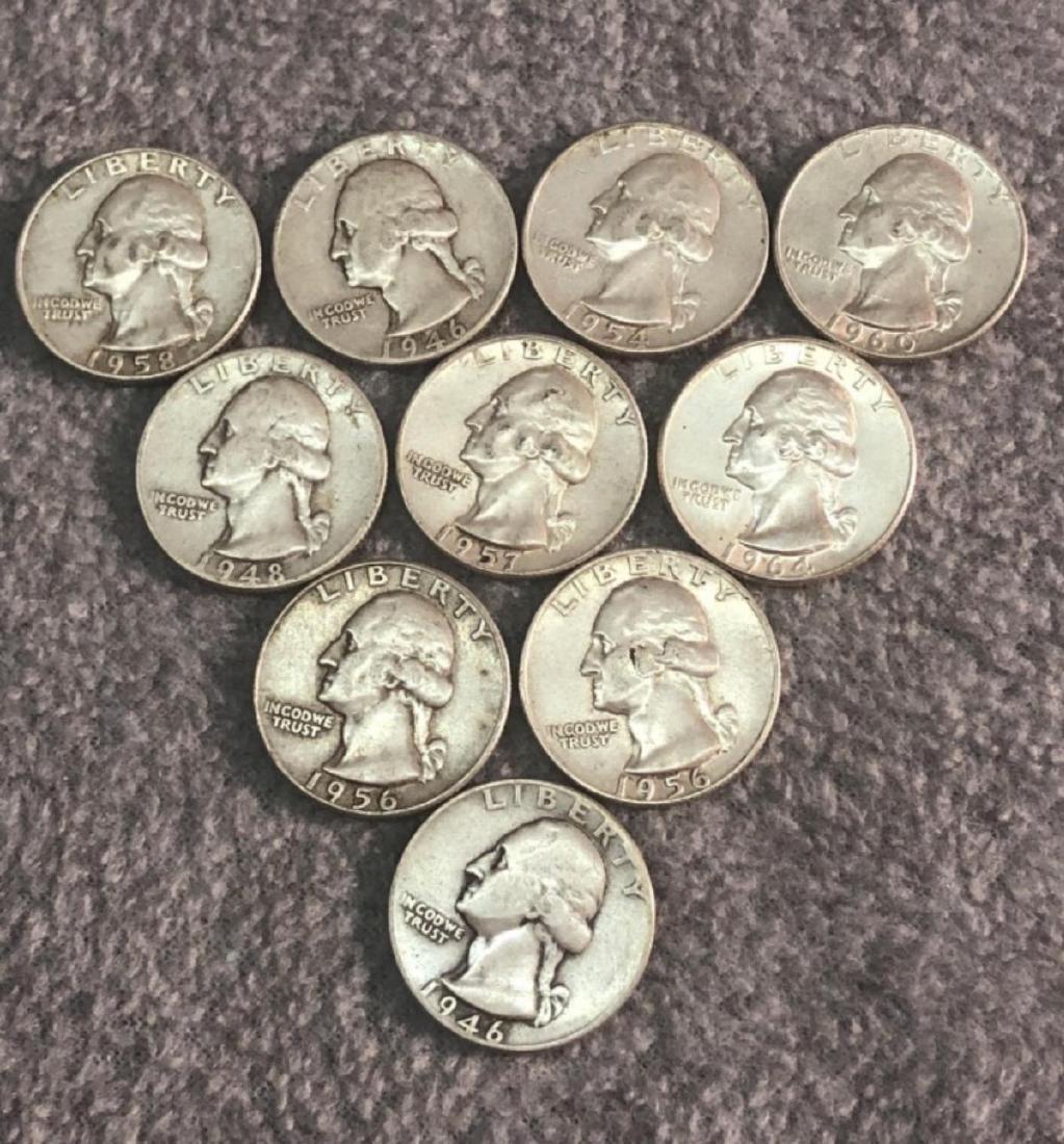 10 - Silver Washington Quarters Various Dates (1 of 2)