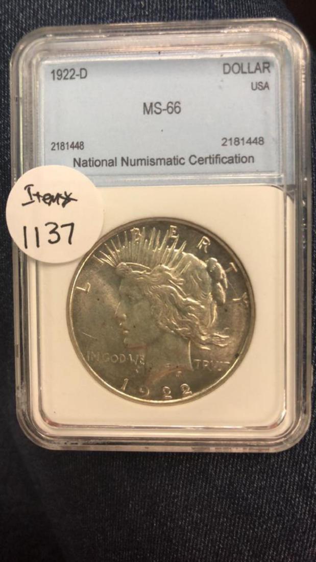 1922-d Peace Silver Dollar NNC MS-66 (1 of 2)