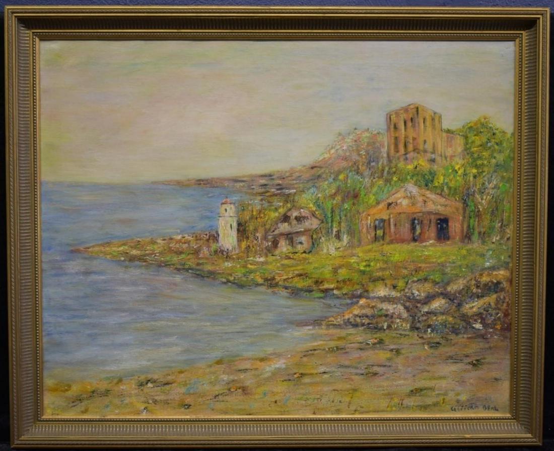 Gifford Beal O/C Maine Shoreline: This lot features an oil on canvas landscape painting depicting the Maine shoreline by listed artist Gifford Beal (American 1879 - 1956). Beautiful composition, color and technique. Signed "Gifford Be