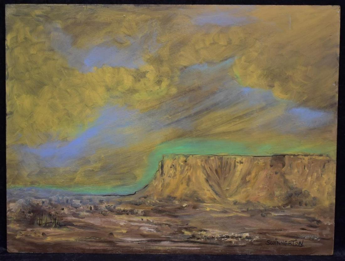 James Guilford Swinnerton Western Landscape O / B: This Lot Features An Original Oil On Board Western Landscape Painting Depicting The American West By James Guilford Swinnerton. Swinnerton (american, 1875 - 1974) Was An American Cartoonist And Landsc