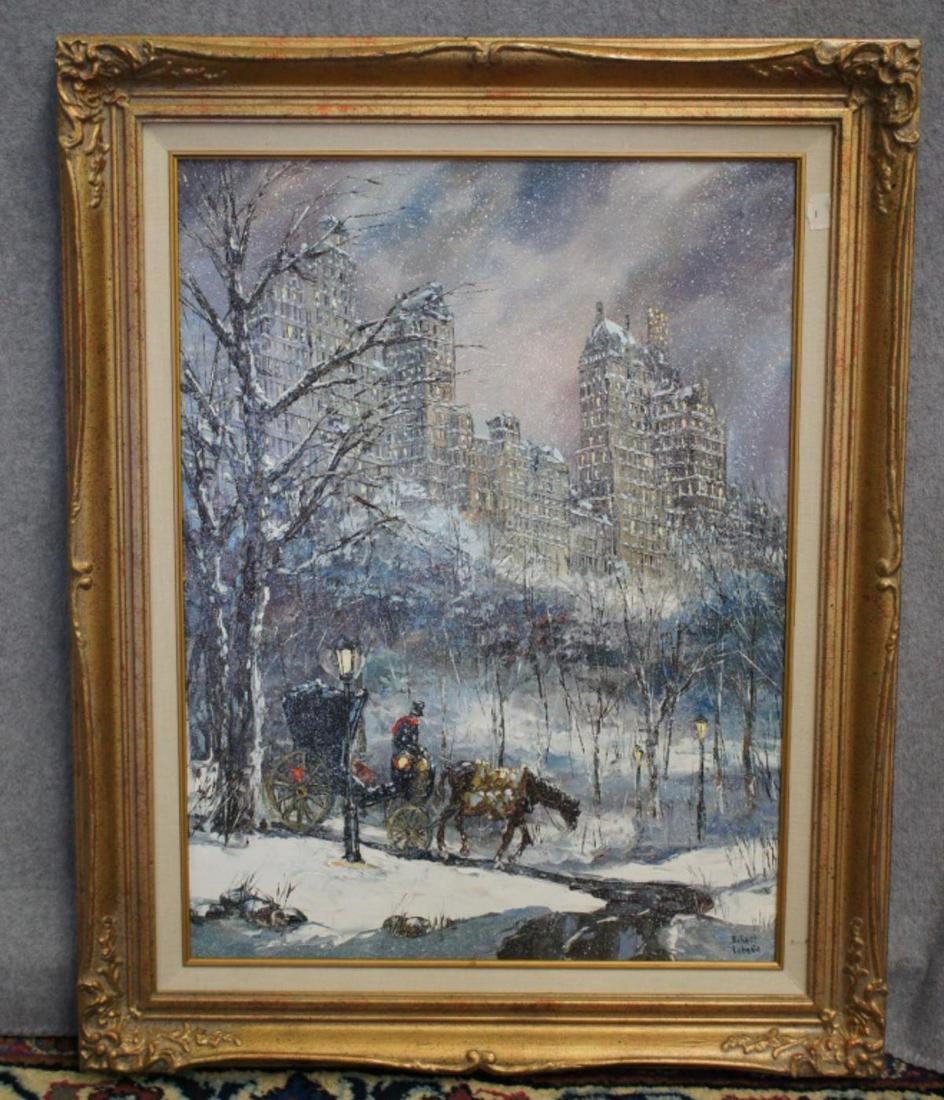 Robert LeBron oil on Canvas Snow Scene (1 of 7)