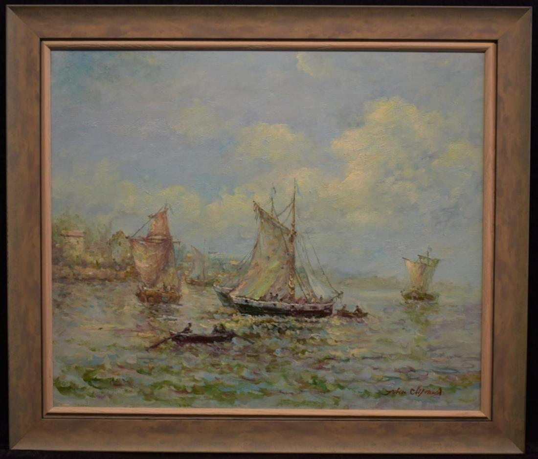 John Clymer O/c Abstract Impressionist Harbor (1 of 6)