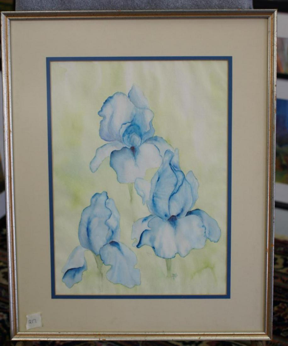 Framed Green Iris Water Color By J Gast (1 of 5)