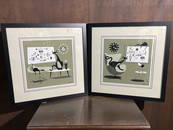 Pair of Framed Cat Lamps I & II