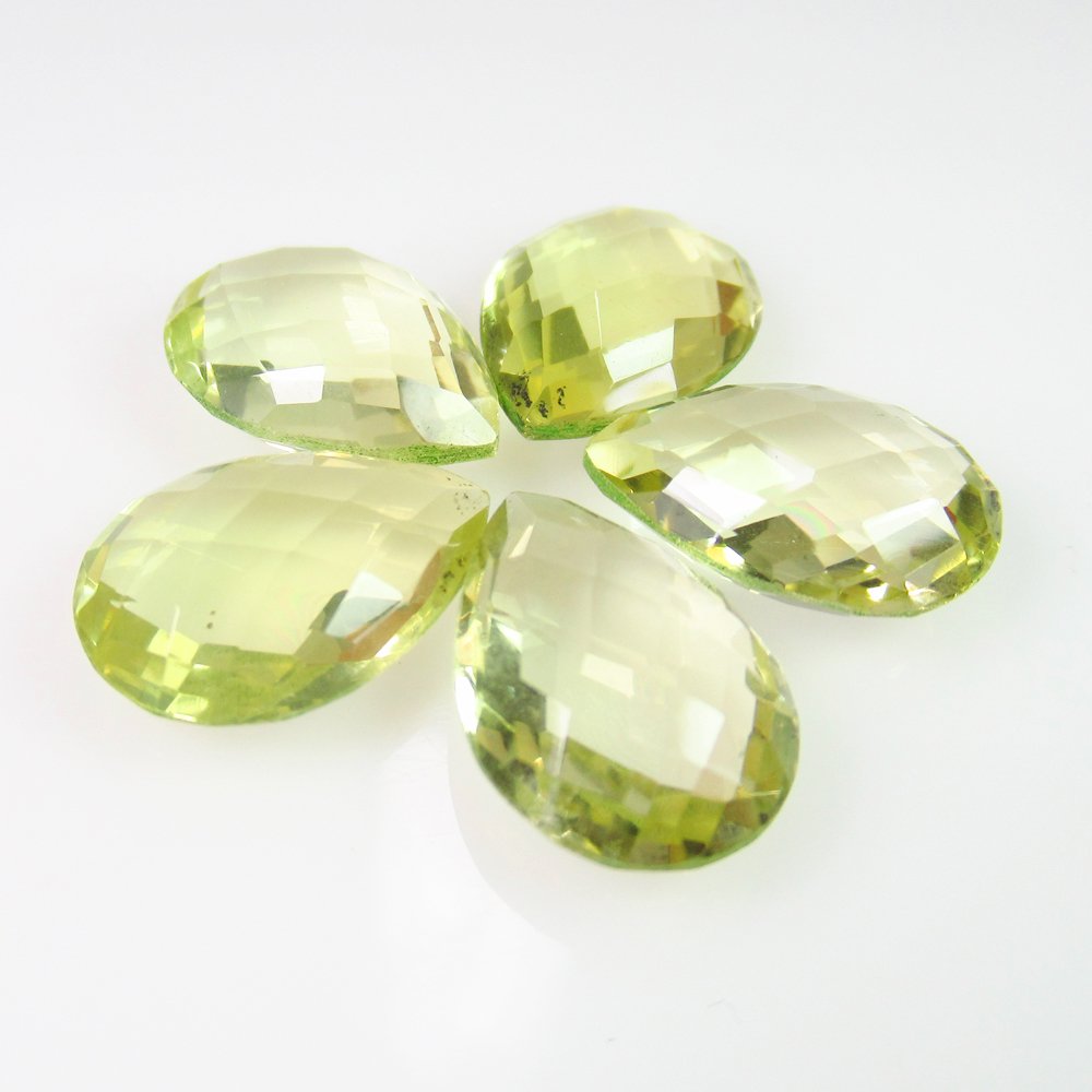 22.52 Ct Natural 5 Lemon Quartz Pear Checkerboard Cut: Weight - 22.52 Ct / Size - 14.10 x 10.10 x 5.50 mm / 5 PC's / Shape - Pear Checkerboard Cut / Color - Yellow / Clarity - Transparent / Origin - Africa/ Treatment - None