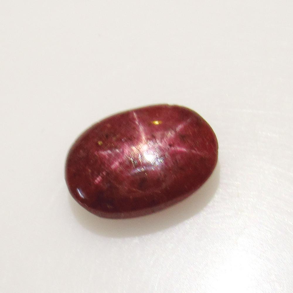 3.93 Ct Natural Six Line Star Ruby: Weight - 3.93 Ct / Size - 10.40 x 7.30 x 4.70 mm / Shape - Oval Cabochon / Color - Deep Purplish Red / Clarity - Opaque / Origin - India / Treatment - None