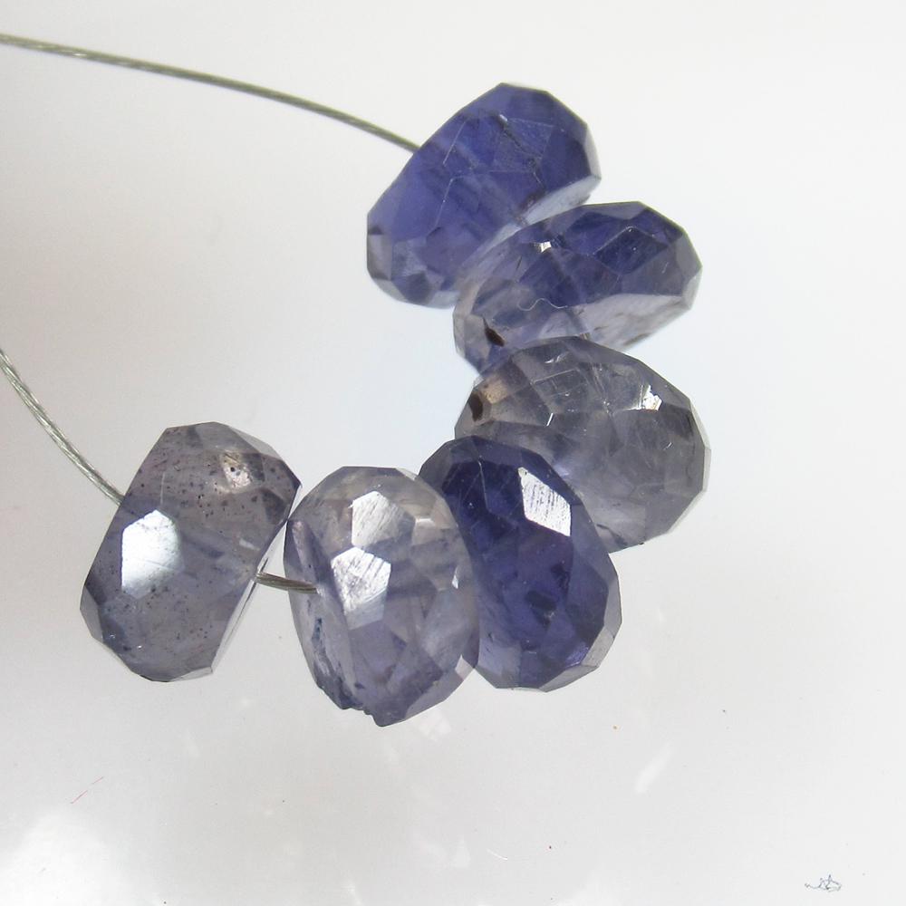9.77 Ct Natural 6 Drilled Iolite Beads: Weight - 9.77 Ct / Size - 7.20 - 8.00 mm / 6 Pc's / Shape - Drilled Round Beads / Clarity - Transparent / Origin - Nigeria / Treatment - None