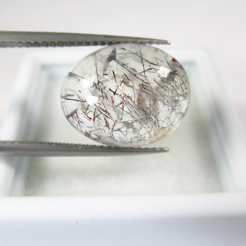 9.60 Ct Natural Rutile Quartz: Weight - 9.60 Ct / Size - 14.50 x 11.50 x 7.60 mm / Shape - Oval Cabochon / Color - White / Clarity - Transparent / Origin - Norway / Treatment - None
