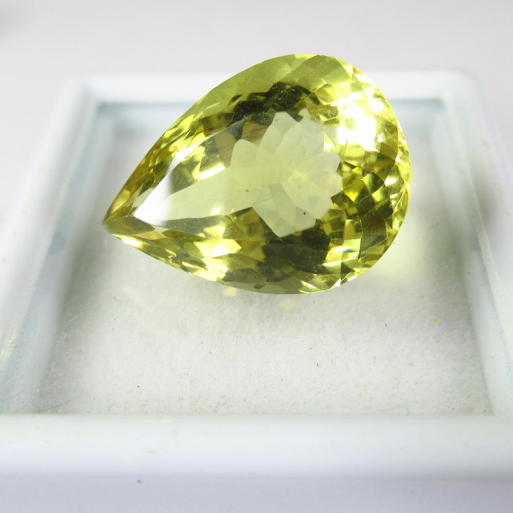 8.38 Ct Natural Lemon Quartz: Weight - 8.38 Ct / Size - 16.30 x 12.00 x 9.20 mm / Shape - Pear Cut / Color - Yellow / Clarity - VVS / Origin - Africa / Treatment - None