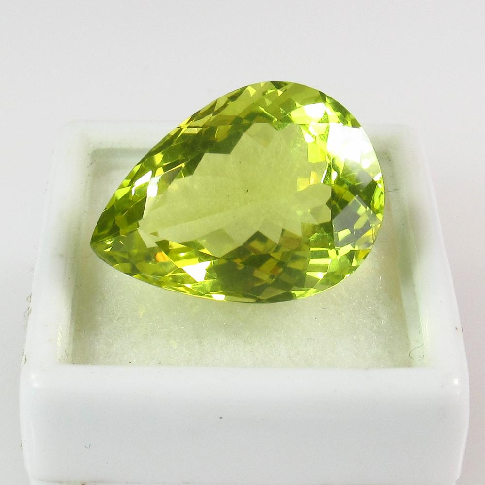 15.92 Ct Natural Lemon Quartz: Weight - 15.92 Ct / Size - 20.20 x 14.80 x 10.00 mm / Shape - Pear Cut / Color - Yellow / Clarity - VVS / Origin - Africa / Treatment - None