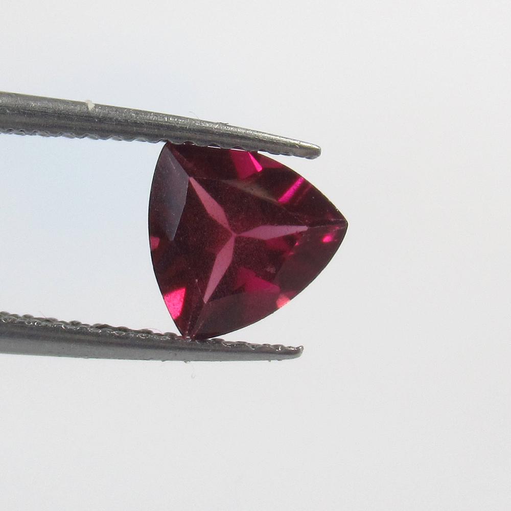 1.18 Ct Natural Rhodolite Garnet: Weight - 1.18 Ct / Size - 7.00 x 7.00 x 3.60 / Shape - Trillion Cut / Clarity - VVS / Origin - Nigeria / Treatment - None