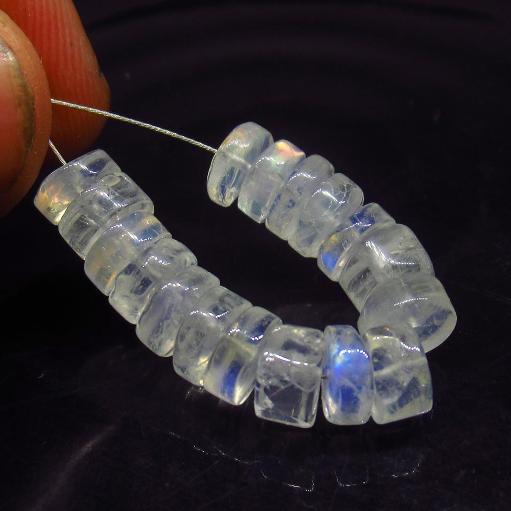 20.60 Ct Natural 17 Blue Moonstone Beads: Weight - 20.60 Ct / Size - 6.30 - 6.90 mm / 17 Pc's / Shape - Drilled Round Beads / Clarity - Translucent / Origin - India / Treatment - None