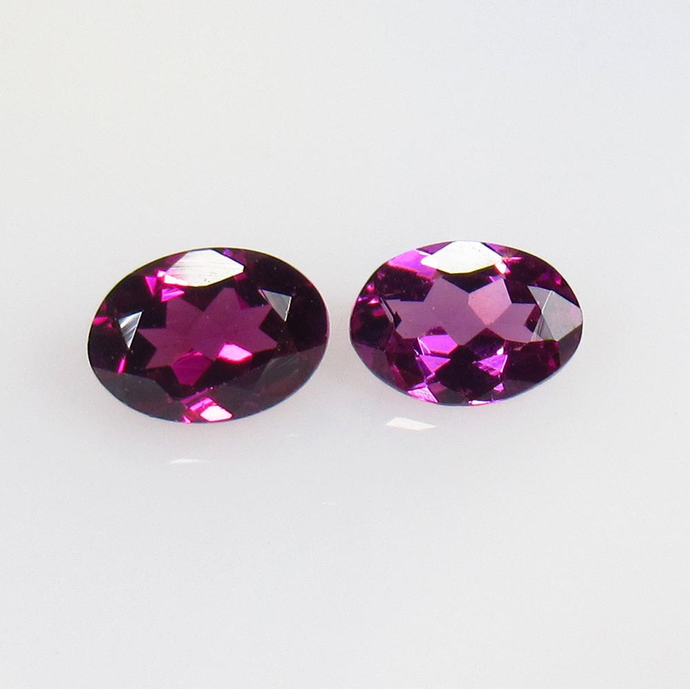1.88 Ct Natural Rhodolite Garnet Pair: Weight - 1.88 Ct / Size - 7.10 x 5.20 x 3.30 mm / 2 Pc's / Shape - Oval Cut / Clarity - VVs / Origin - Nigeria / Treatment - None