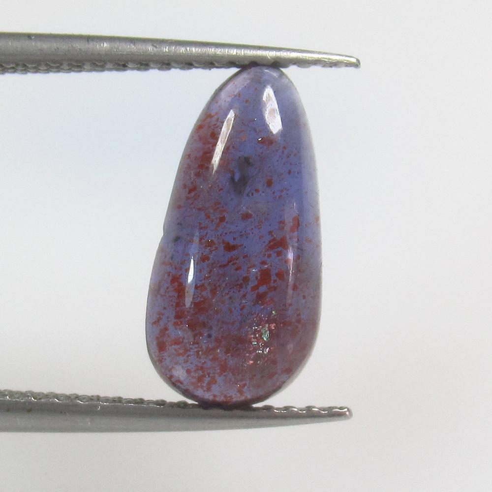 2.95 Ct Natural Sunstone Catseye: Weight - 2.95 Ct / Size - 13.60 x 6.70 x 4.40 mm / Shape - Pear Cabochon / Color - Deep Blue / Clarity - Opaque / Origin - India / Treatment - None