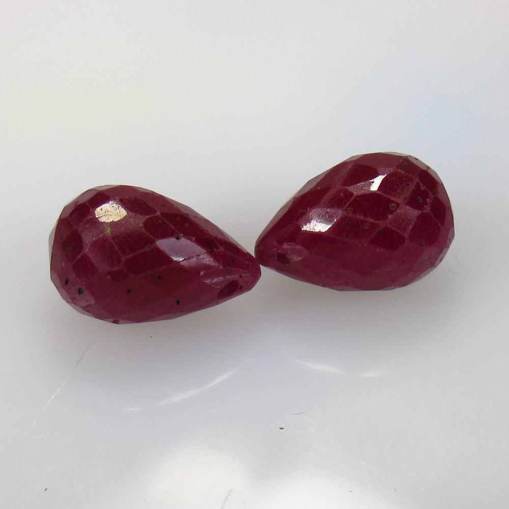 13.13 Ct Natural 2 Drilled Red Ruby Beads (1 of 2)