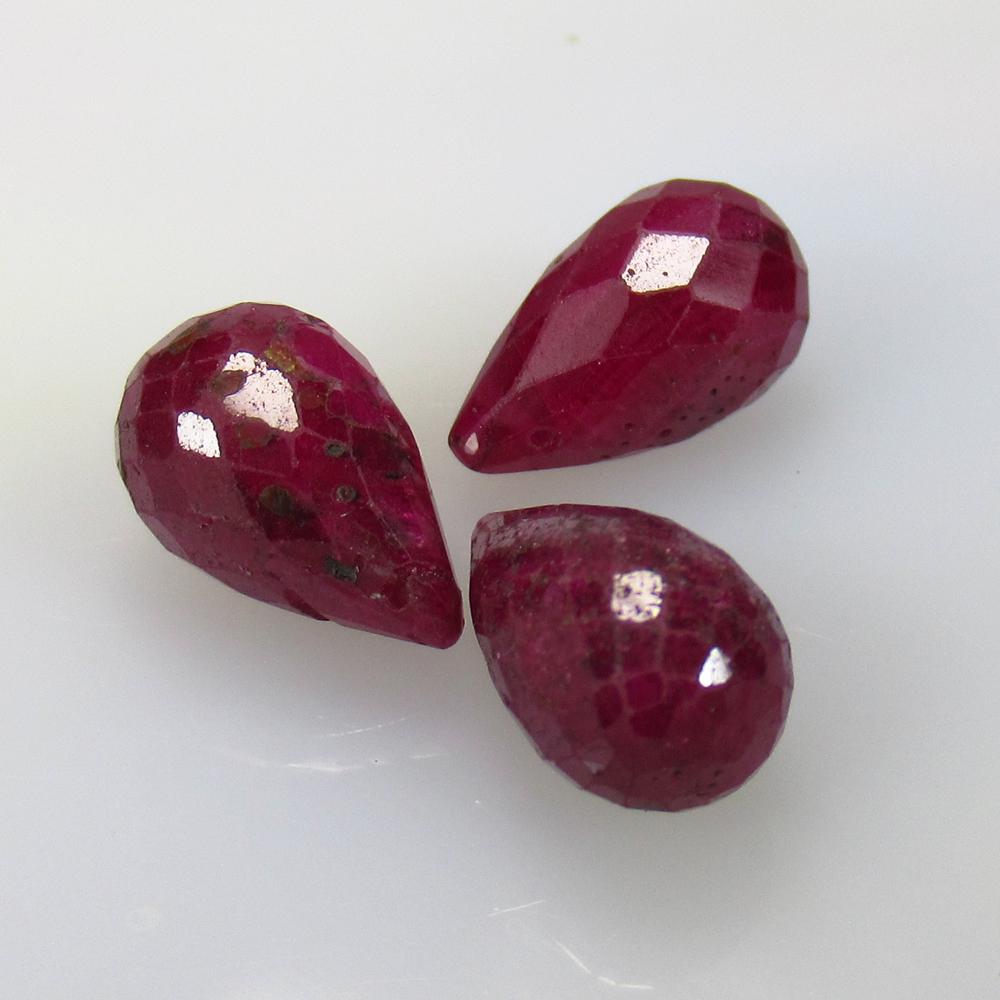 18.16 Ct Natural 3 Drilled Red Ruby Beads (1 of 2)