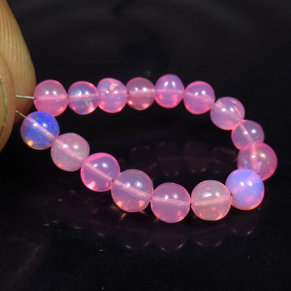 5.37 Ct Natural 16 Drilled Pink Fire Opal Beads (1 of 2)
