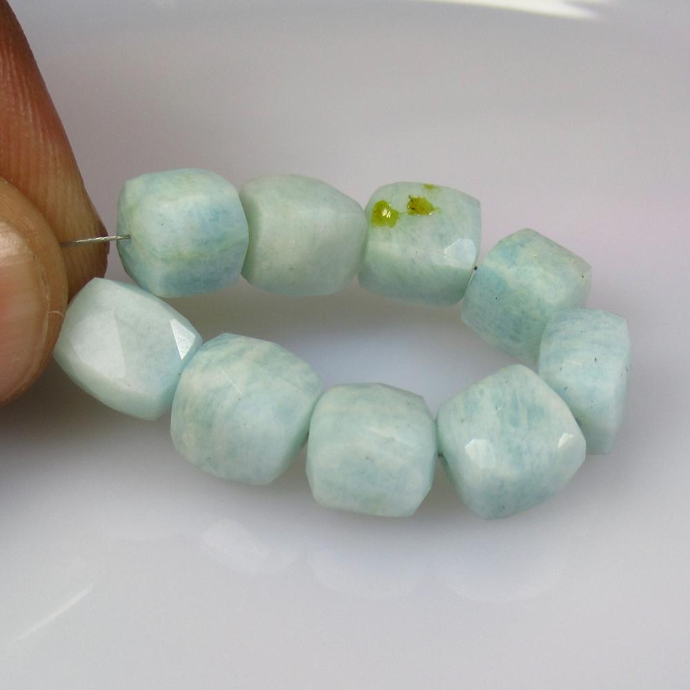 39.70 Ct Natural 9 Amazonite Loose Beads: Weight - 39.70 Ct / Size - 8.2x7.3 - 8.9x6.5 mm / 9 PC's / Shape - Drilled Square Beads / Color - Green / Clarity - Opaque / Origin - Brazil / Treatment - None