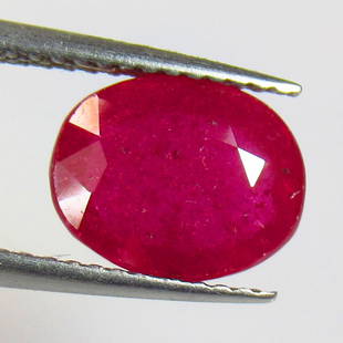 3.20 Ct Natural Red Ruby Loose Stone: Weight - 3.20 Ct / Size -9.60 x 7.70 x 4.10 mm / Shape - Oval Cut / Color - Pinkish Red / Clarity - SI / Origin - Africa / Treatment - Heated With Glass Filling