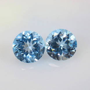 6.68 Ct Natural Blue Topaz Pair Loose Stones: Weight - 6.68 Ct / Size - 9.10 x 9.10 x 5.80 mm / 2 Pc's / Shape - Round Cut / Color - Blue / Clarity - VVS / Origin - Brazil / Treatment - Irradiated